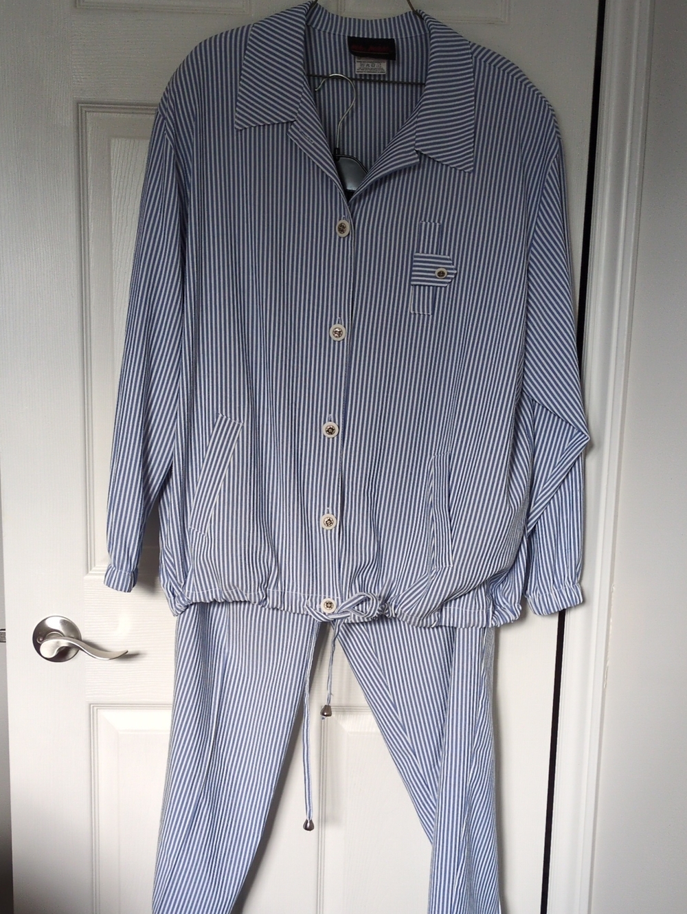Striped Blue & White Women's Two-Piece  Set